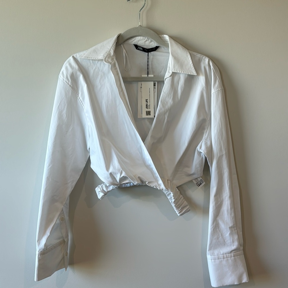 Zara crop button down
